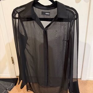 Nicholas | Sheer Black Button Down, S